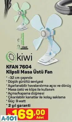 KİWİ KLİPSLİ MASA ÜSTÜ FAN